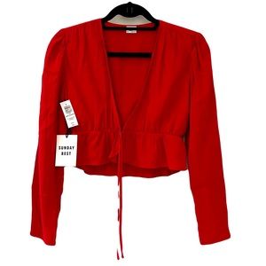 BRAND NEW ARITZIA TIE BLOUSE - RED- XS
